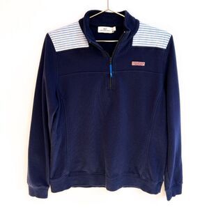 Vineyard Vines Navy Blue Striped Quarter Zip Pullover Sweatshirt Large